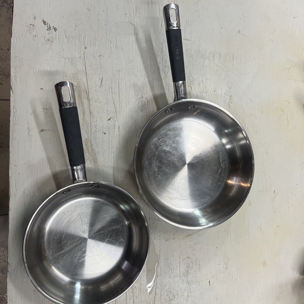 Farberware Millennium Skillet Frying Pans 18/10  Stainless Steel Set Lot Of 2